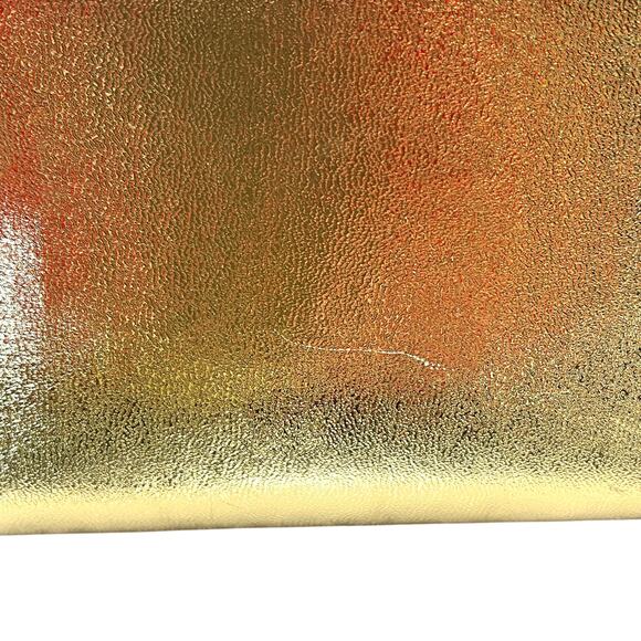 Vintage Gold Clutch Prom Purse Pocketbook 10" Kiss Lock Chain Strap Satin Glam - Picture 6 of 13